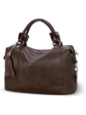 Women's Coffee Genuine Leather Purse Satchel Tote Bags Cross-body Handbags